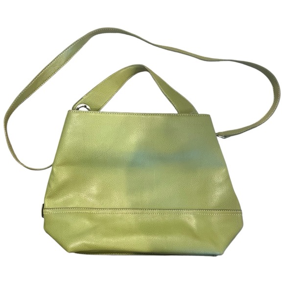 VTG‎ Tommy Hilfiger Y2K Pistachio Green Pebbled Shoulder Purse Handbag Tote FLAW - Picture 1 of 7